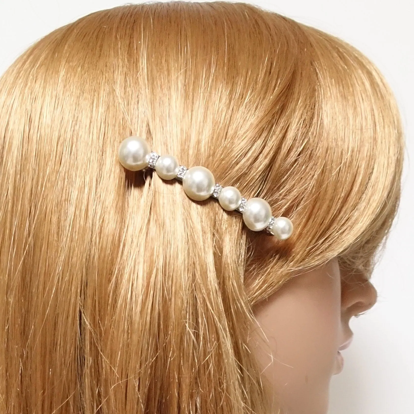 pearl rhinestone decorated french barrette elegant side hair clip women accessory