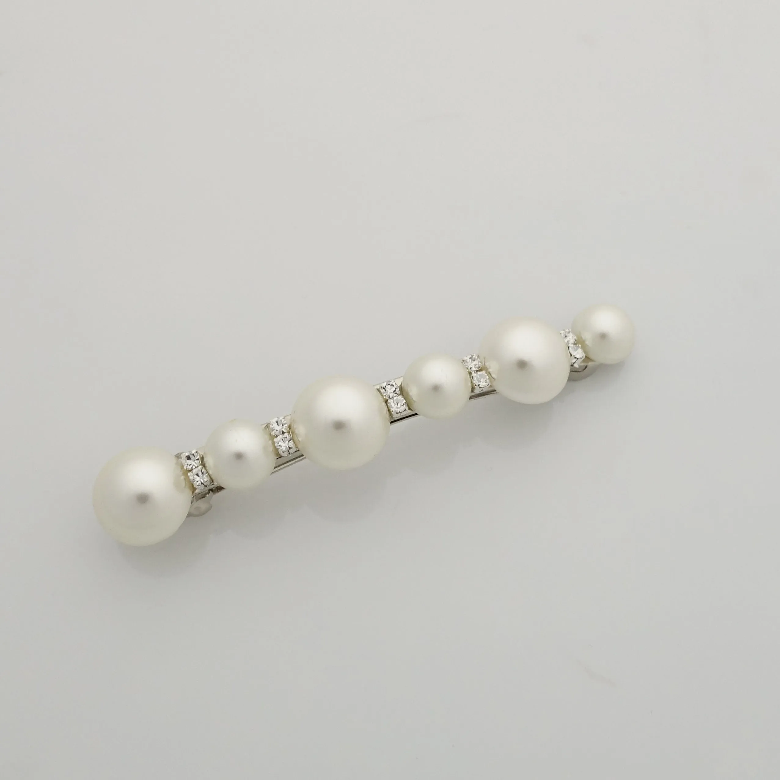 pearl rhinestone decorated french barrette elegant side hair clip women accessory