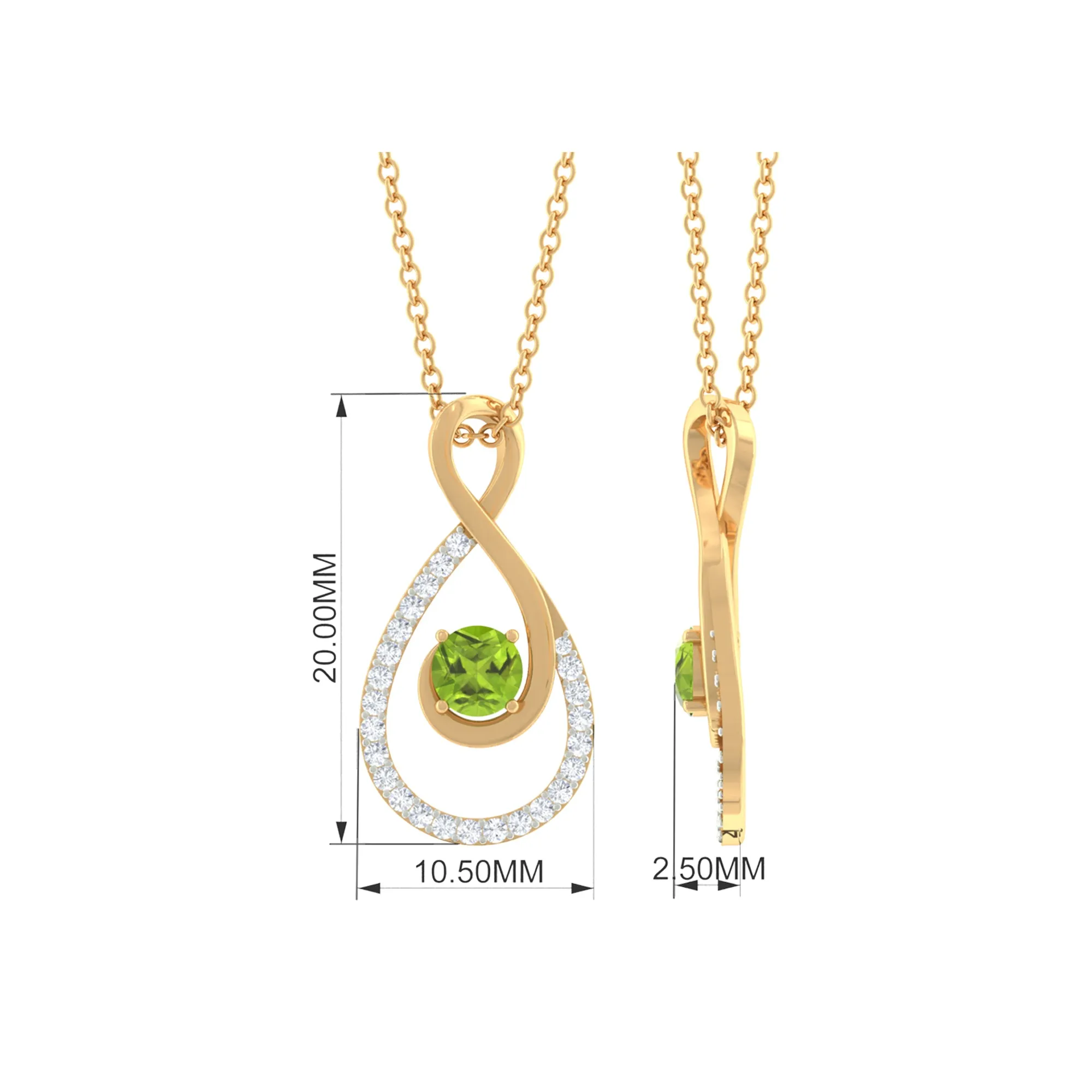 Peridot and Diamond Teardrop Pendant Necklace