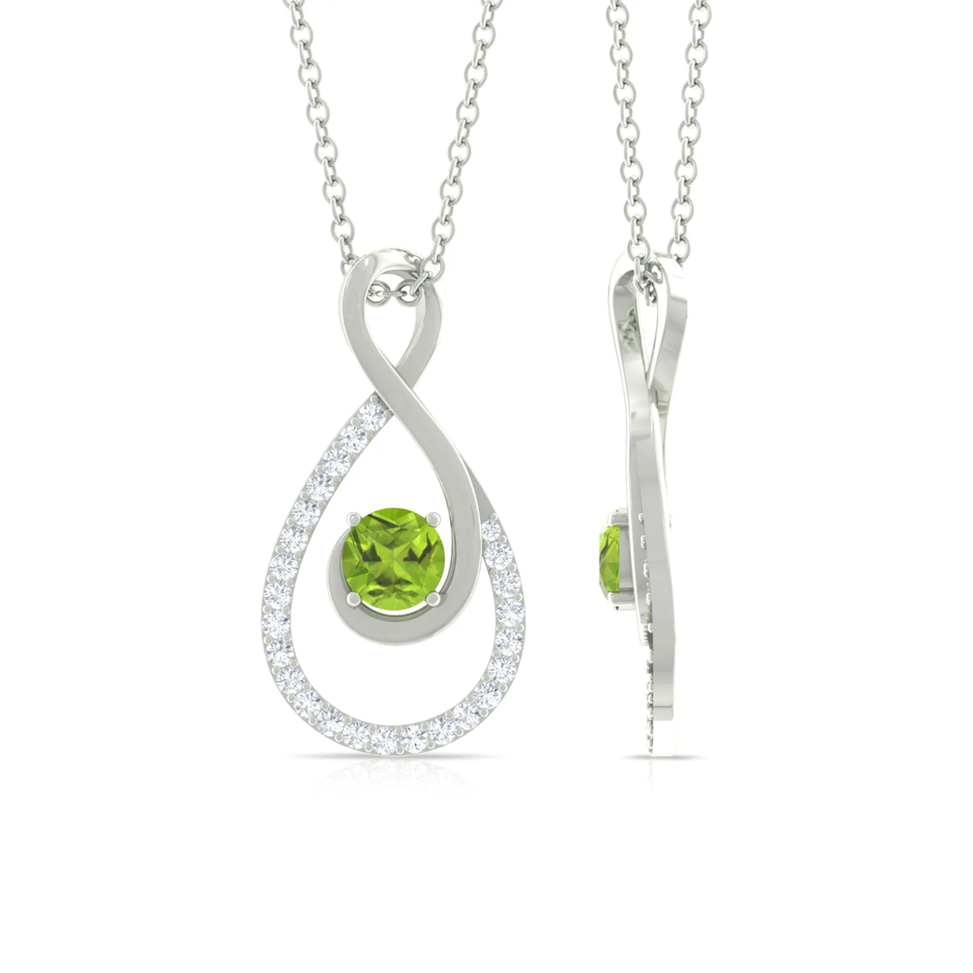 Peridot and Diamond Teardrop Pendant Necklace