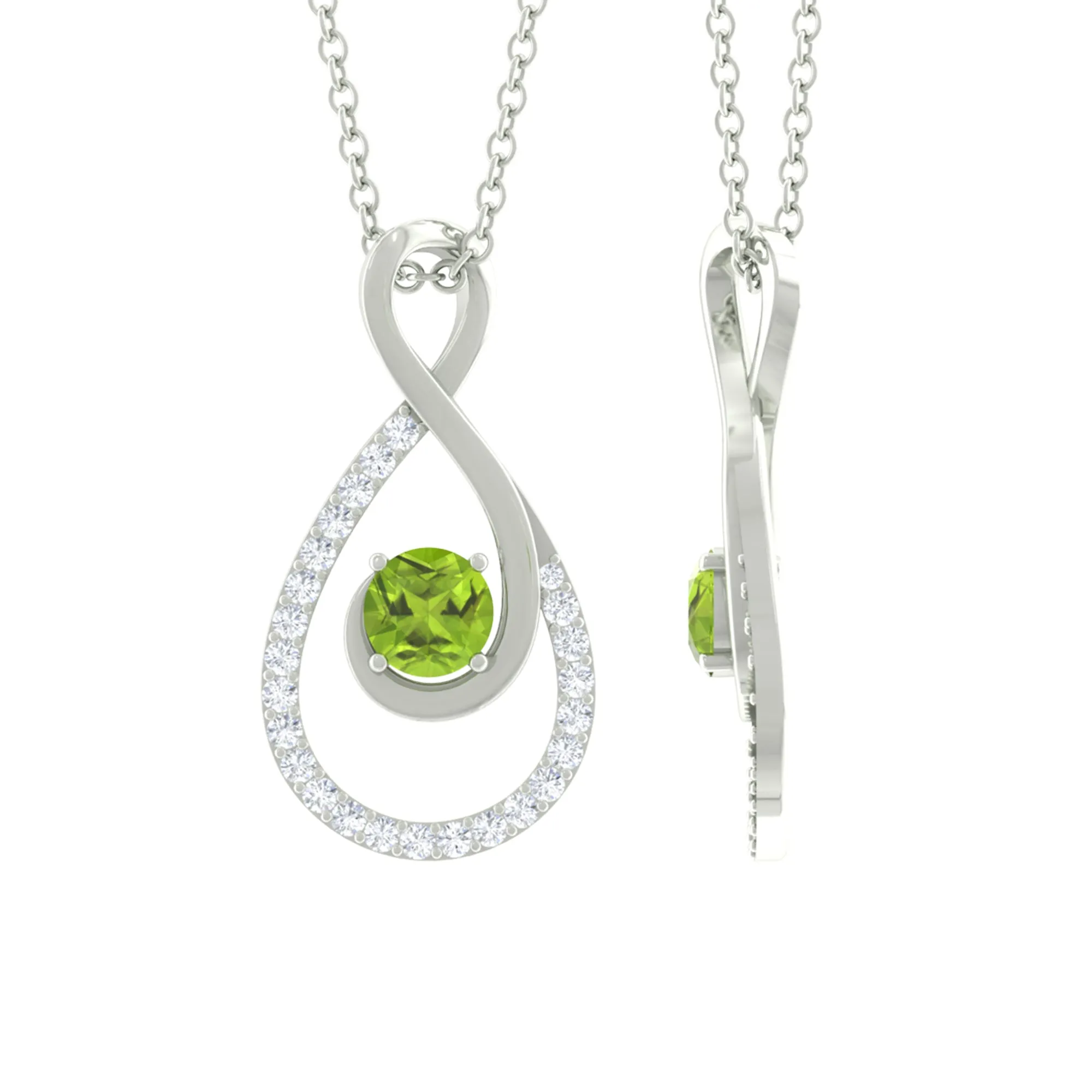 Peridot and Diamond Teardrop Pendant Necklace