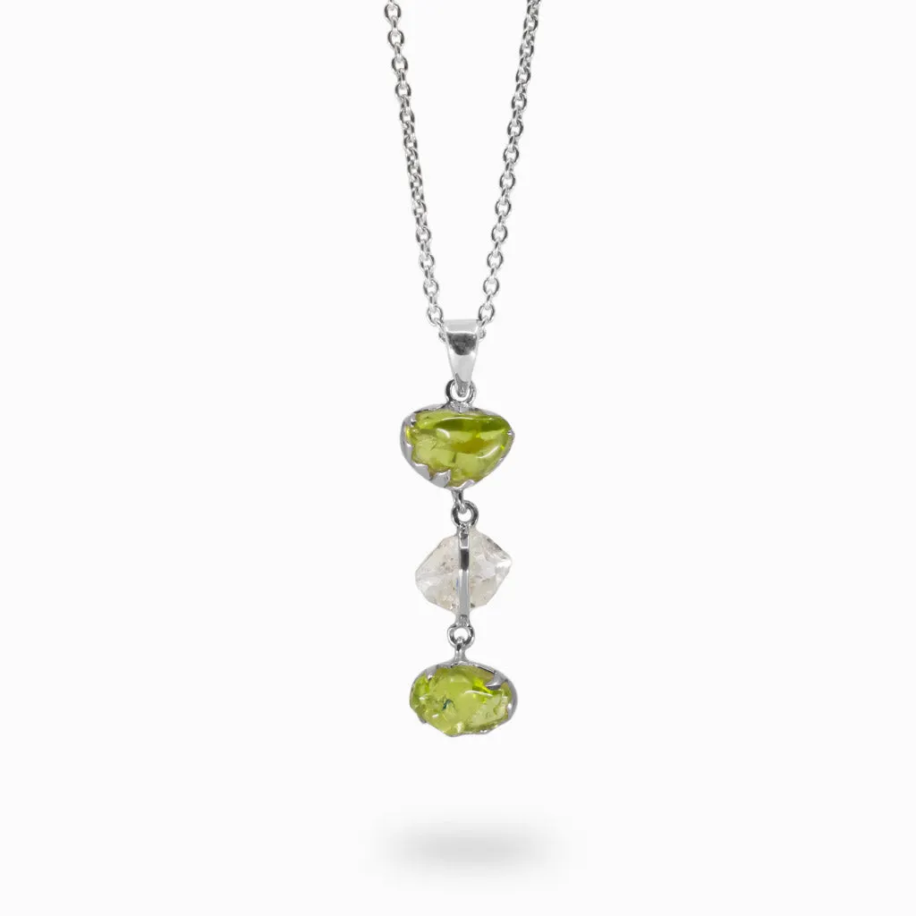 Peridot and Herkimer Diamond Necklace