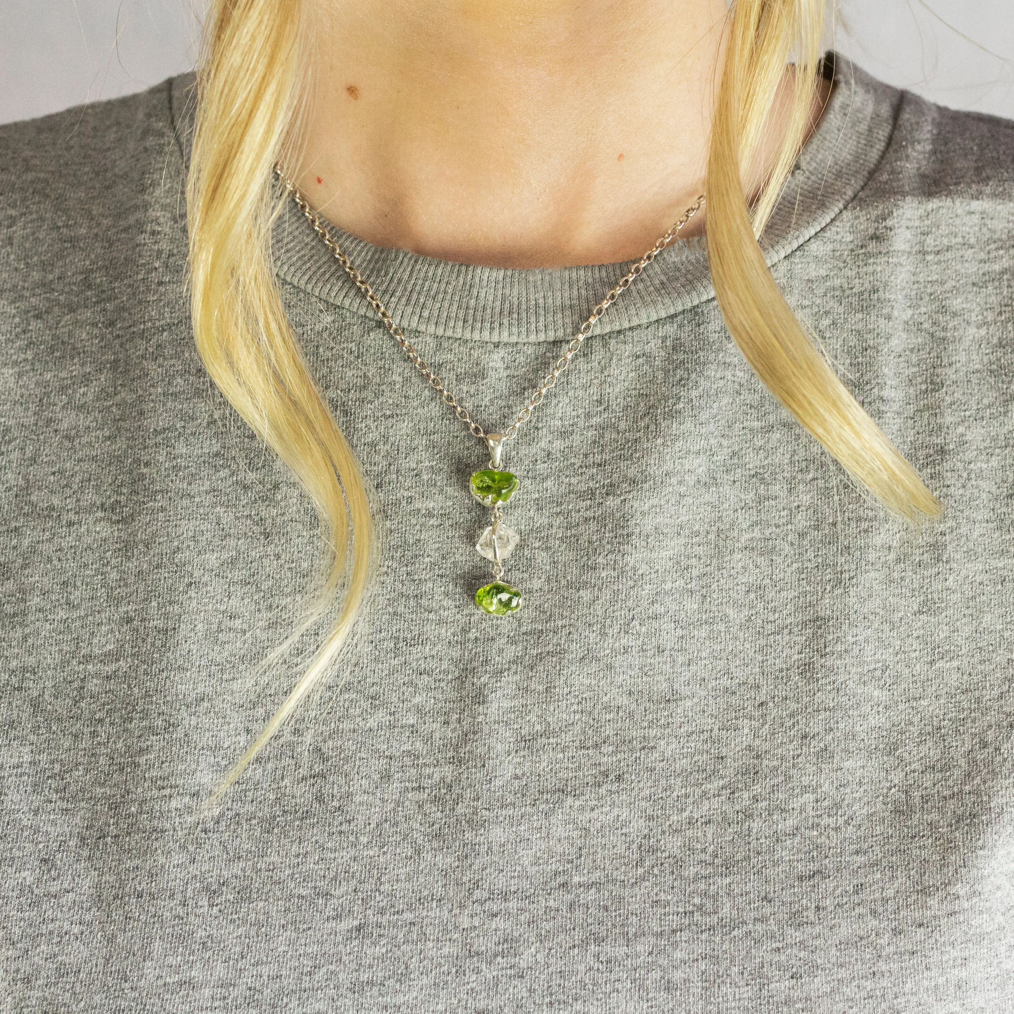 Peridot and Herkimer Diamond Necklace