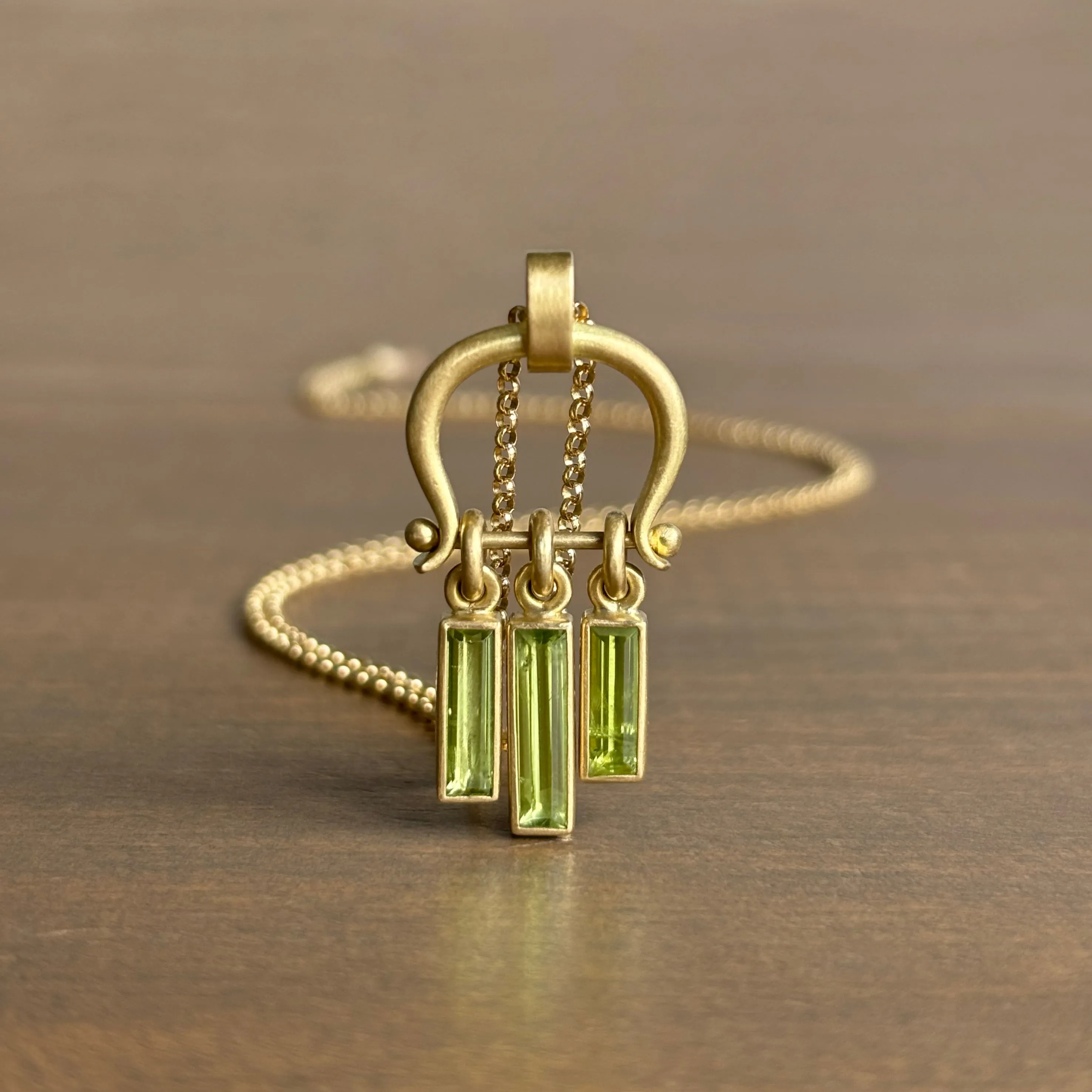 Peridot Baguette Lyre Necklace