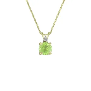 Peridot Necklace - Peridot & Diamond Accent Stud Pendant in 10k Yellow Gold