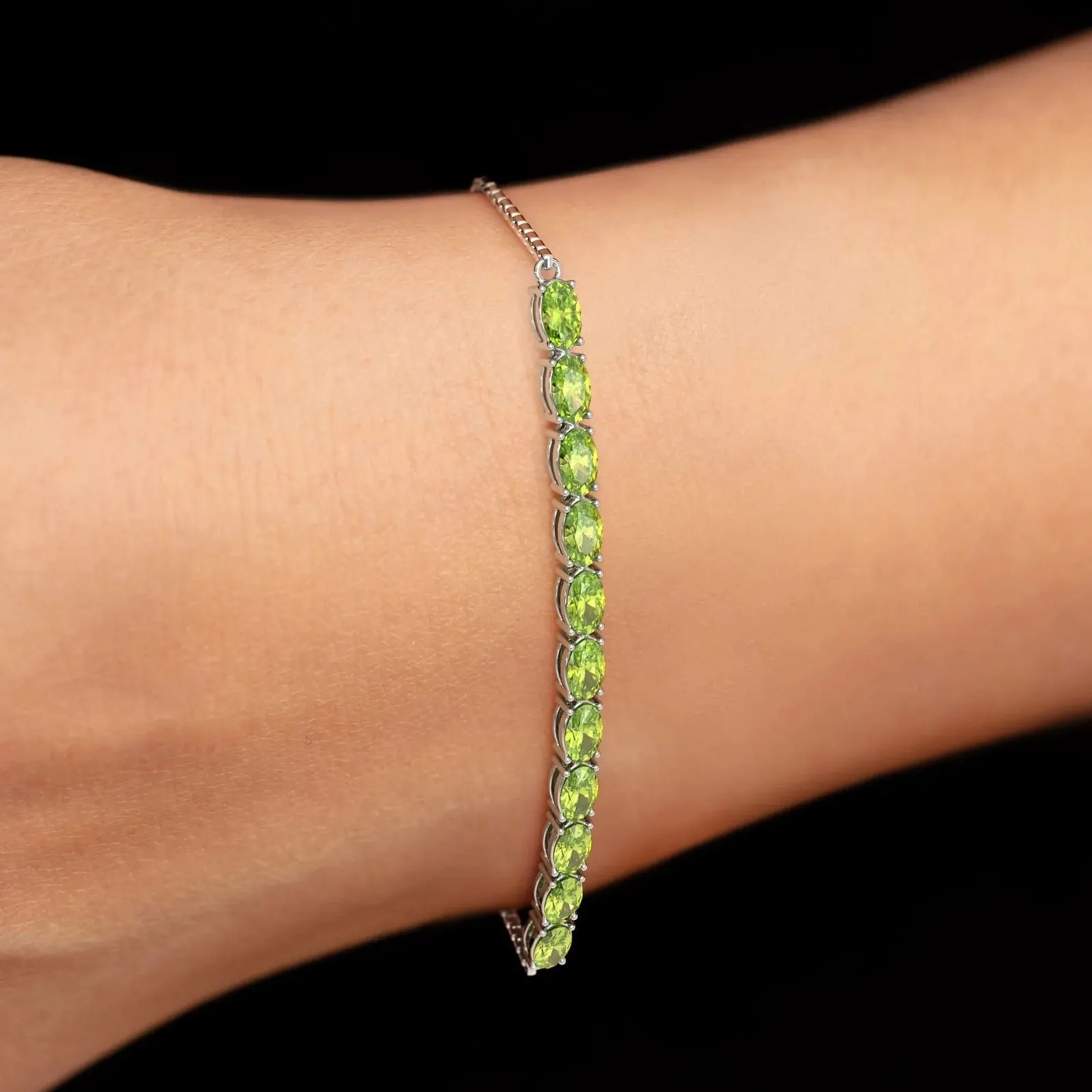 Peridot Tennis Bracelet crafted in 925 Sterling Silver | Irosk Australia ®