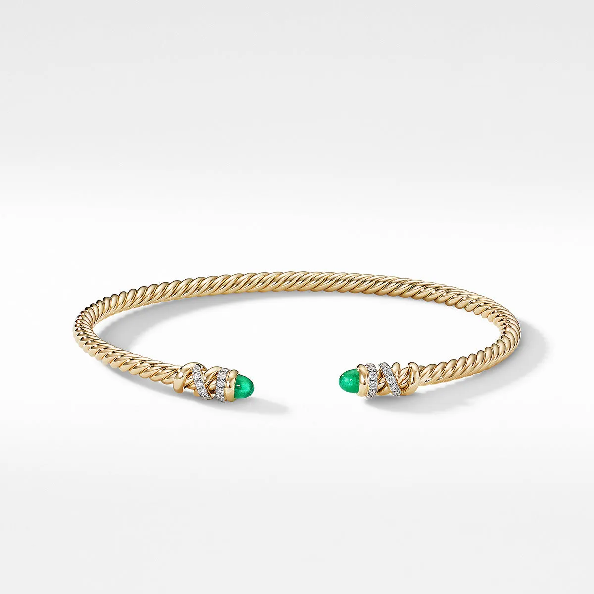 Petite Helena Open Bracelet in 18K Yellow Gold with Emeralds and Diamonds