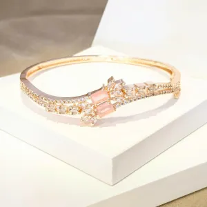 Pink Doublet & Zirconia Statement Gold Plated Bracelet