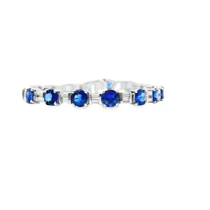 Platinum Sapphire And Diamond Baguette Tennis Bracelet