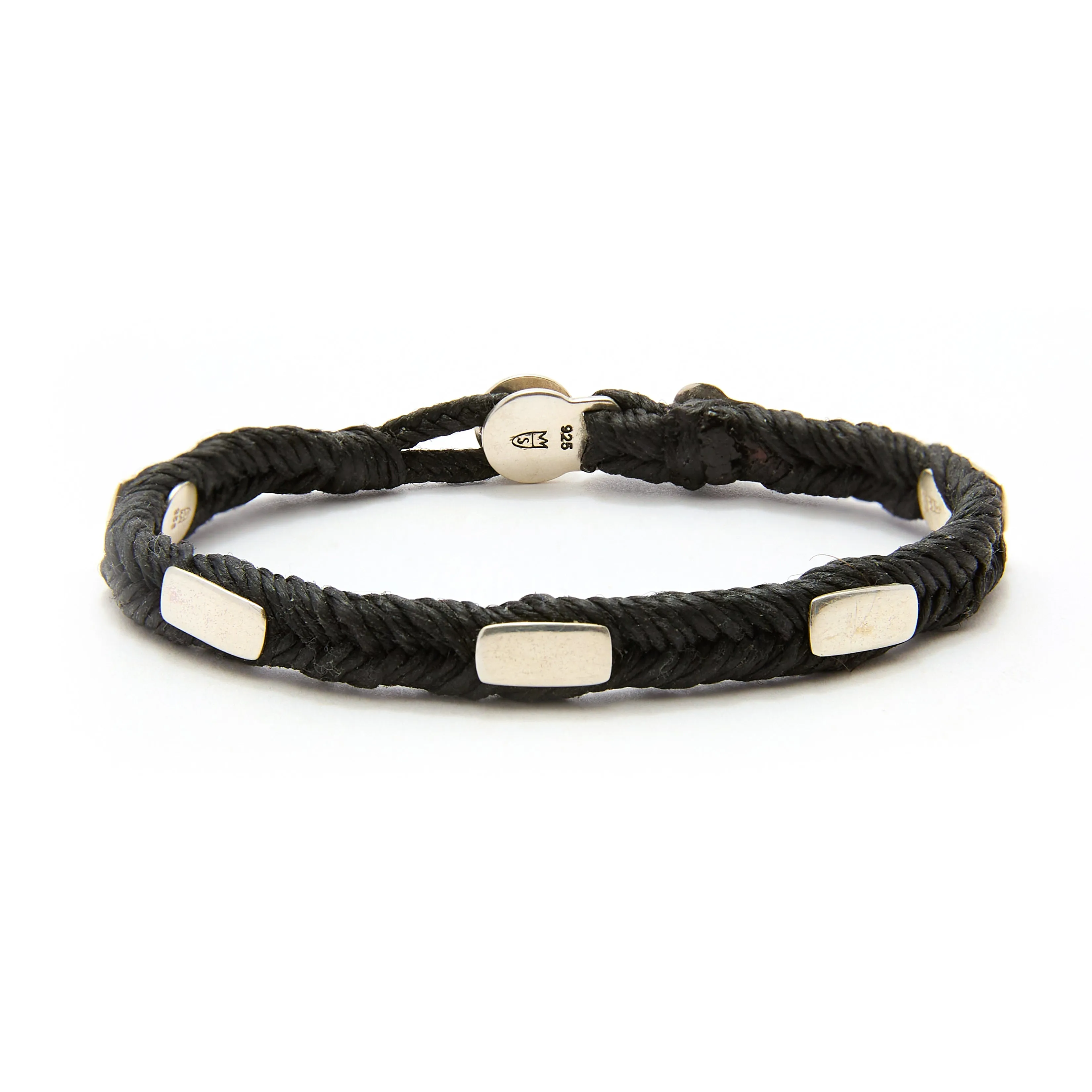 Quadrate Studded Fishtail Button Bracelet in Ebony