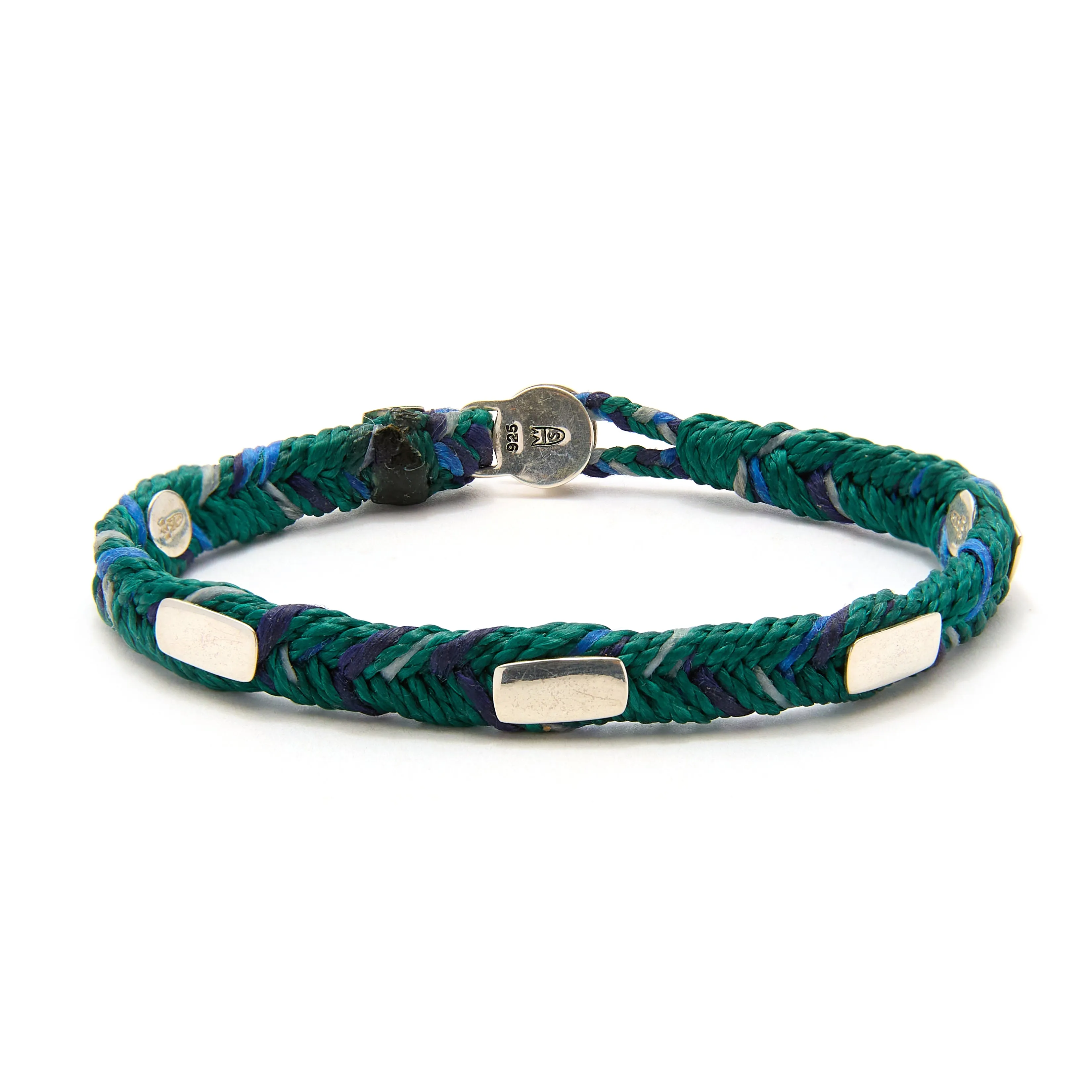 Quadrate Studded Fishtail Button Bracelet in Mallard Fleck