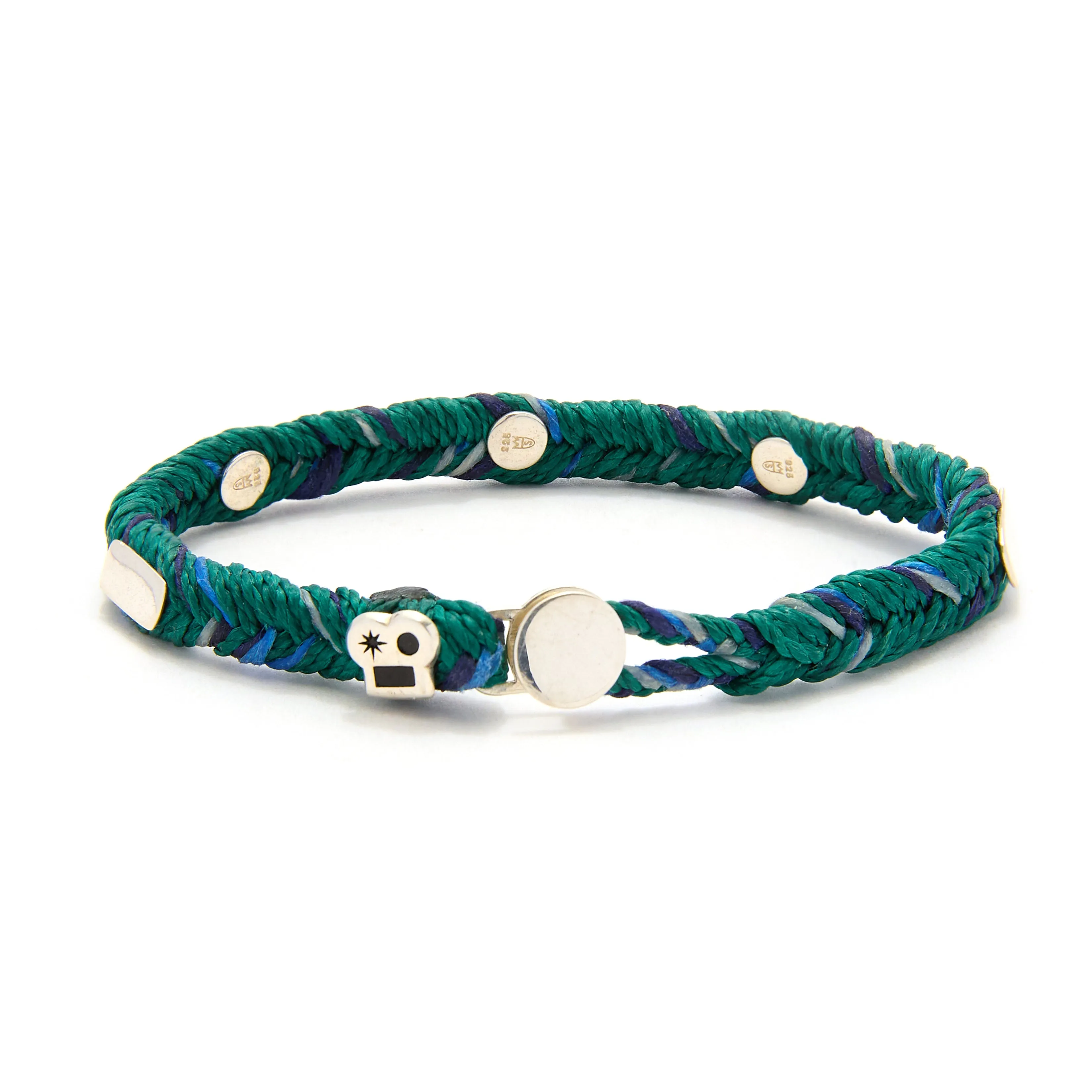 Quadrate Studded Fishtail Button Bracelet in Mallard Fleck