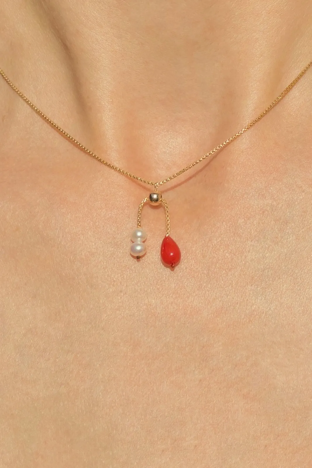 Red Coral Necklace with Freshwater Pearls