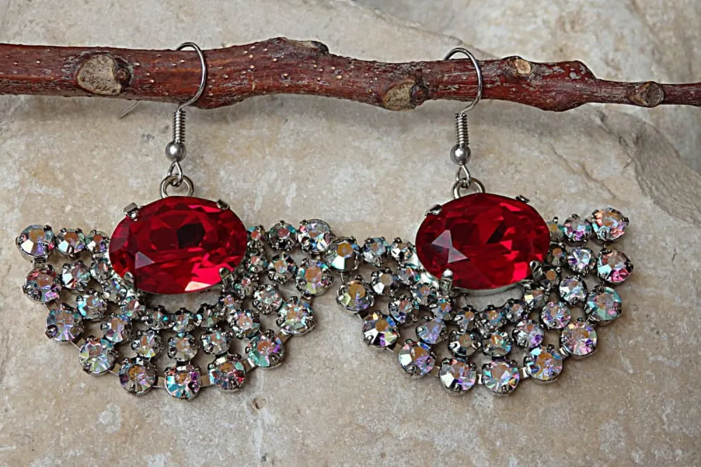 Red Fan Earrings