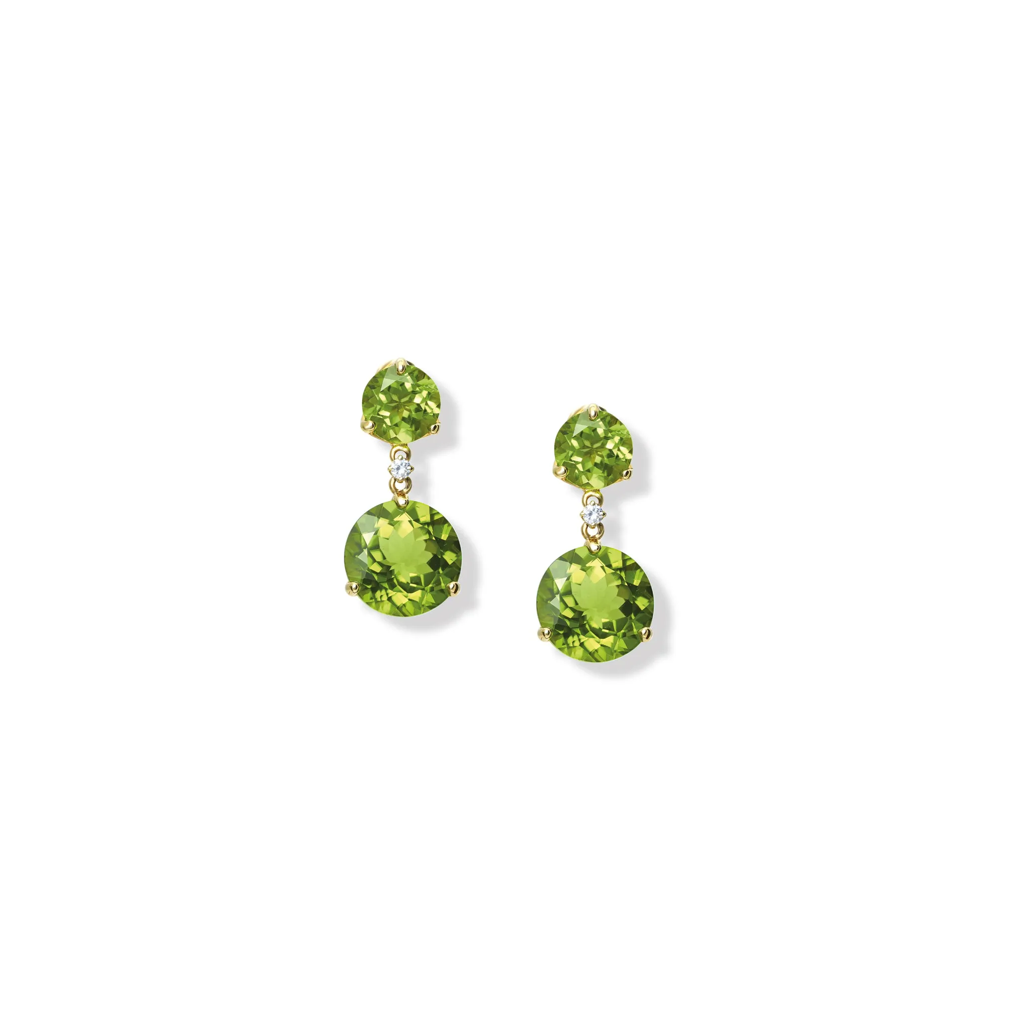 Rivière Double Earrings Yellow Gold - Peridot & Diamond