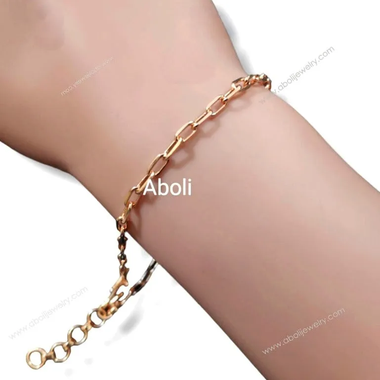 Rose gold paperclip bracelet chain Tarnish resistant brass small loops BCATRG3