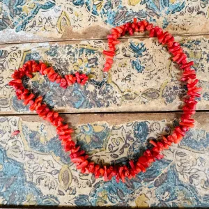 Rustic Vintage Red Branch Coral Necklace