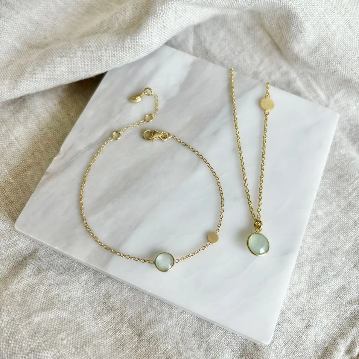 Salina Aqua Chalcedony and Gold Disc Bracelet