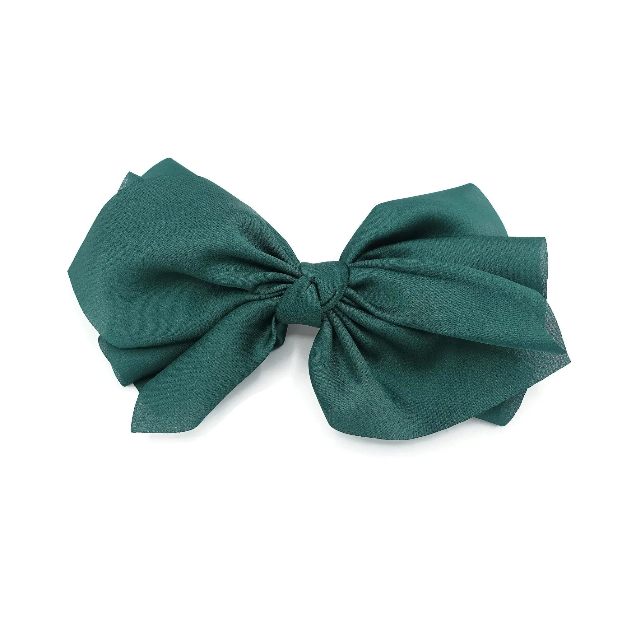 satin layered hair bow french hair barrette