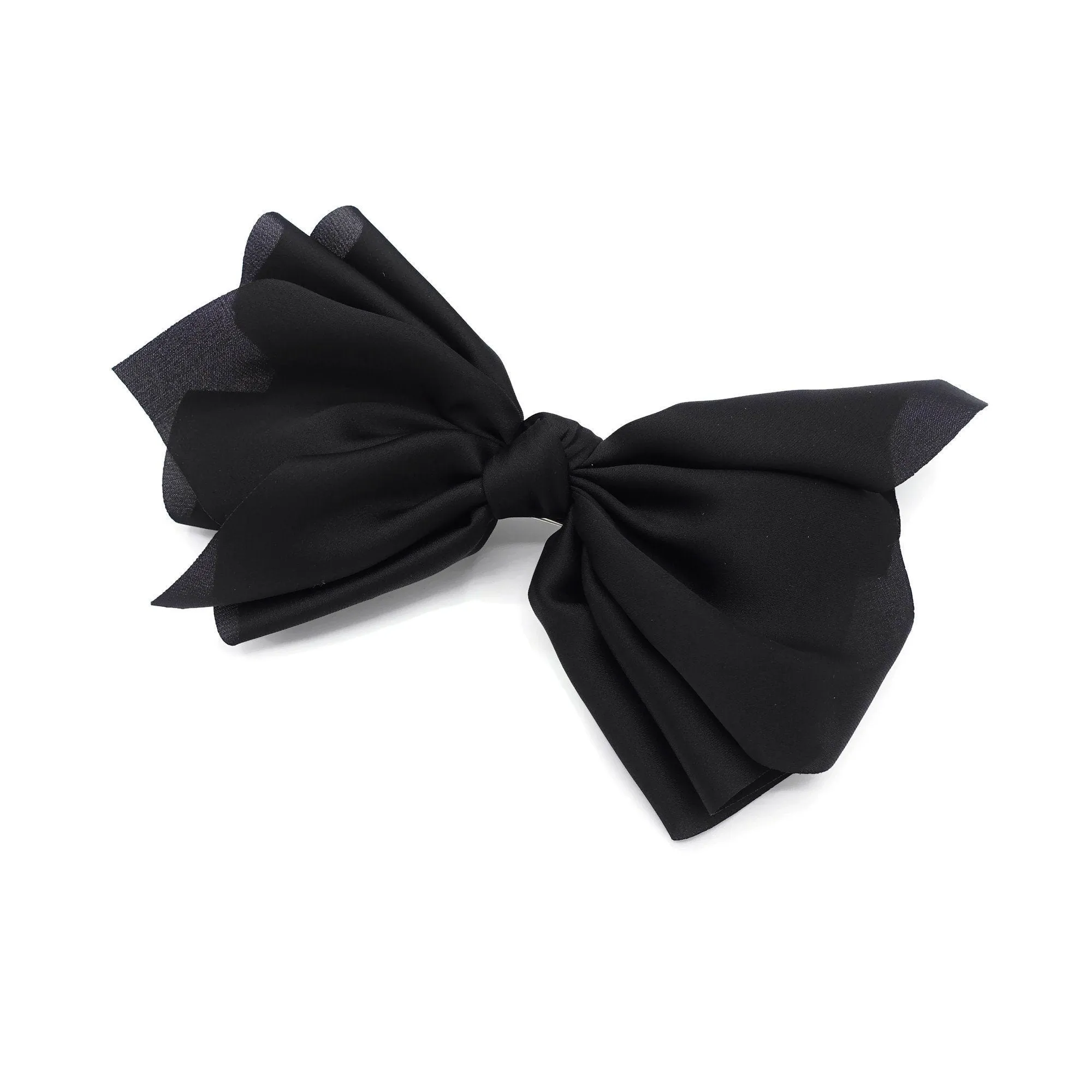 satin layered hair bow french hair barrette