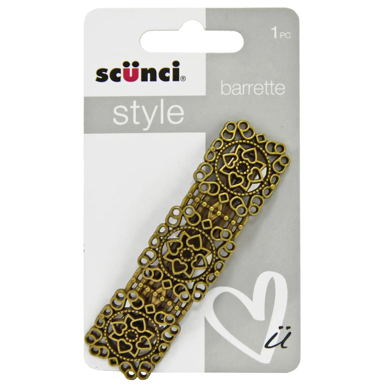 Scunci Style Barrette Hair Clip Metal Clasp Single 8cm