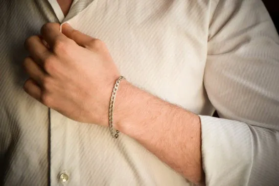 Silver Cuban link bracelet for men