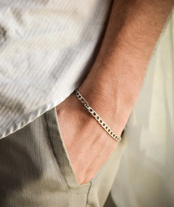 Silver Cuban link bracelet for men