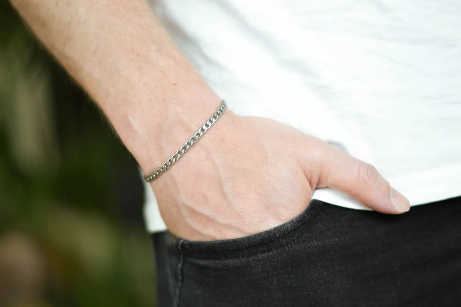 Silver links chain bracelet for men, gift for him, Valentine's day gift