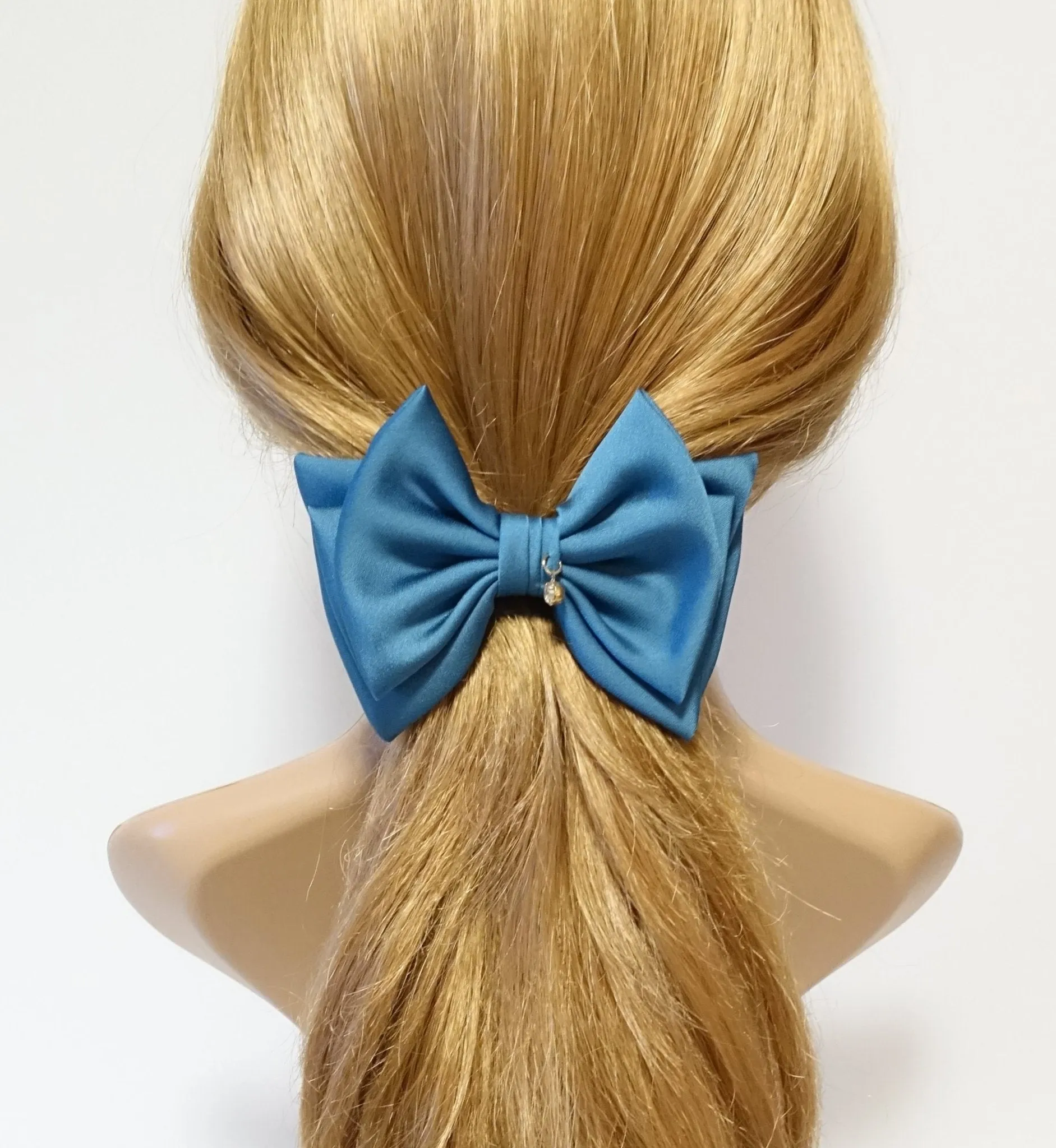 simple basic satin hair bow barrette glossy women hair pleat bow french clip