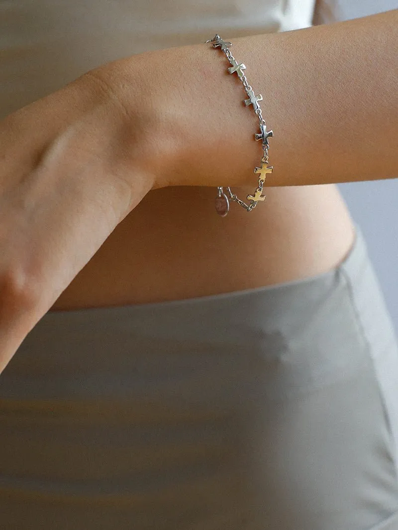 Simple Cross Bracelet Gold Silver