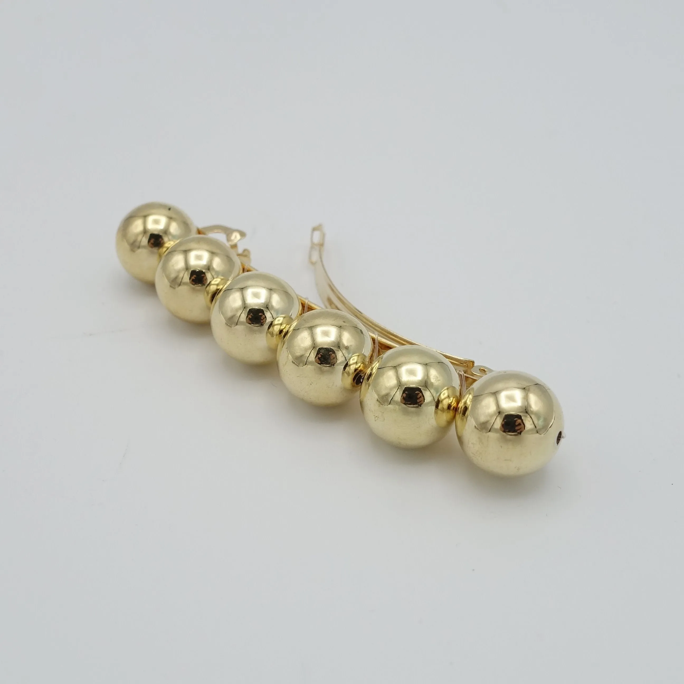 sleek gold silver ball beaded french hair barrette