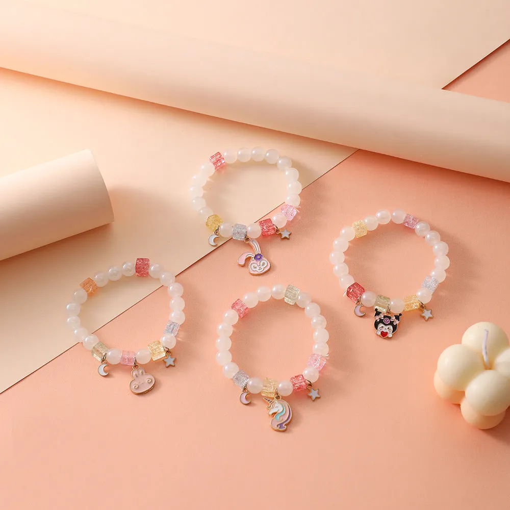 Small Commodity Bracelet Ornament Korean Style Fresh Sweet Clow M Crystal String Beads Children Student Bracelet Female