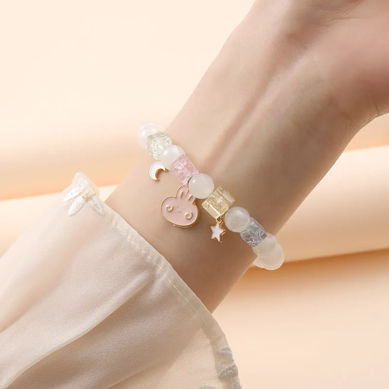 Small Commodity Bracelet Ornament Korean Style Fresh Sweet Clow M Crystal String Beads Children Student Bracelet Female