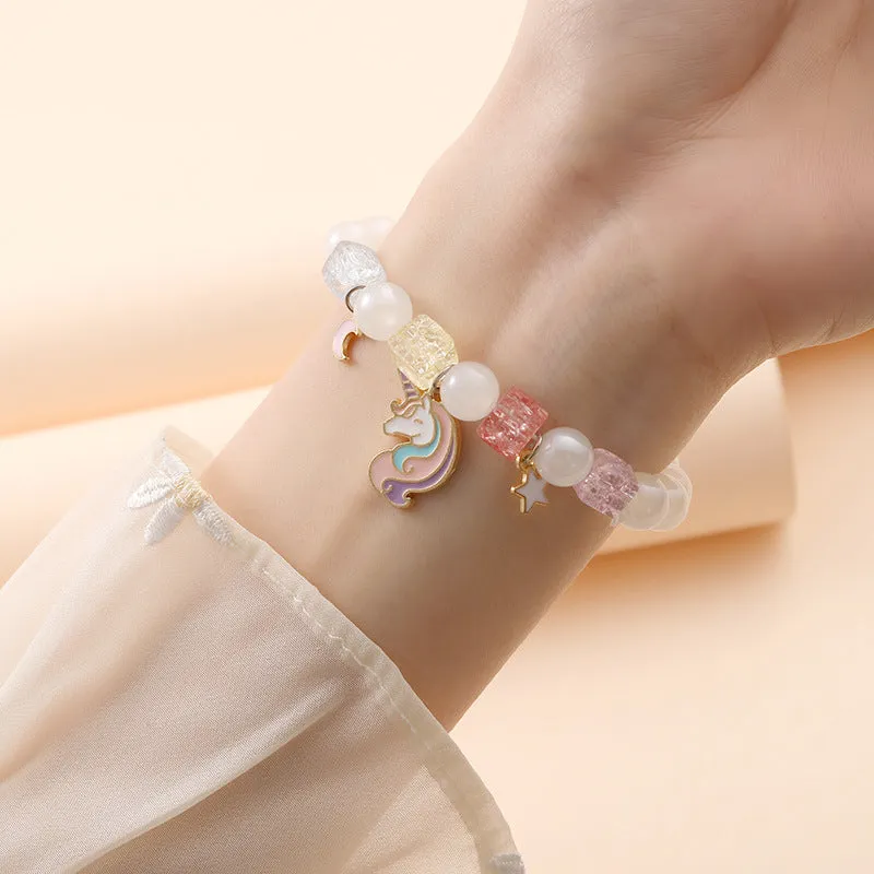 Small Commodity Bracelet Ornament Korean Style Fresh Sweet Clow M Crystal String Beads Children Student Bracelet Female