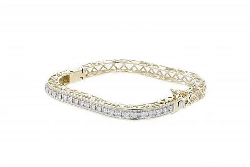 Solid 14K yellow gold bracelet with 2.00ct. diamonds