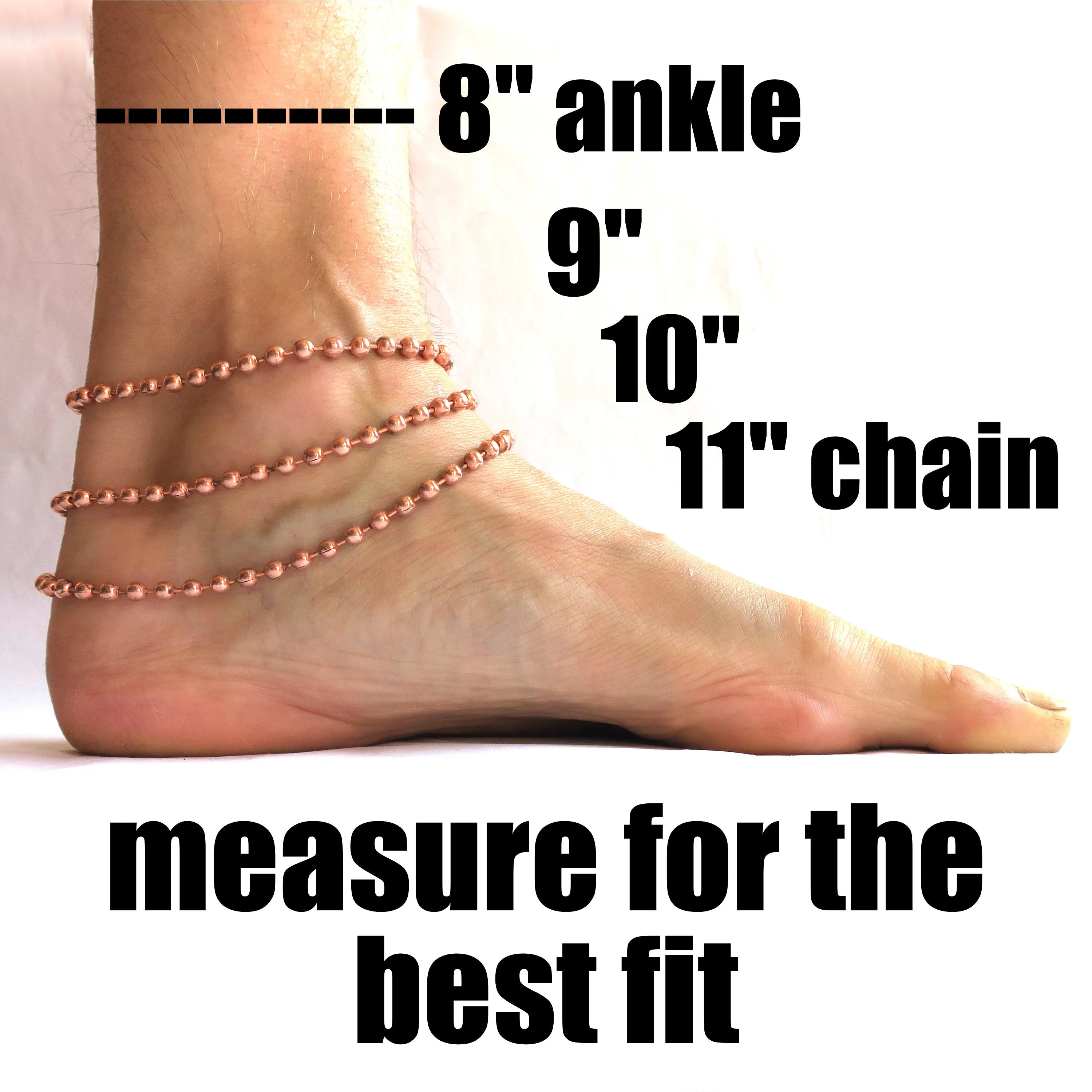 Solid Copper Curb Chain Anklet AC72 Adjustable 5mm Solid Copper Cuban Curb Ankle Chain