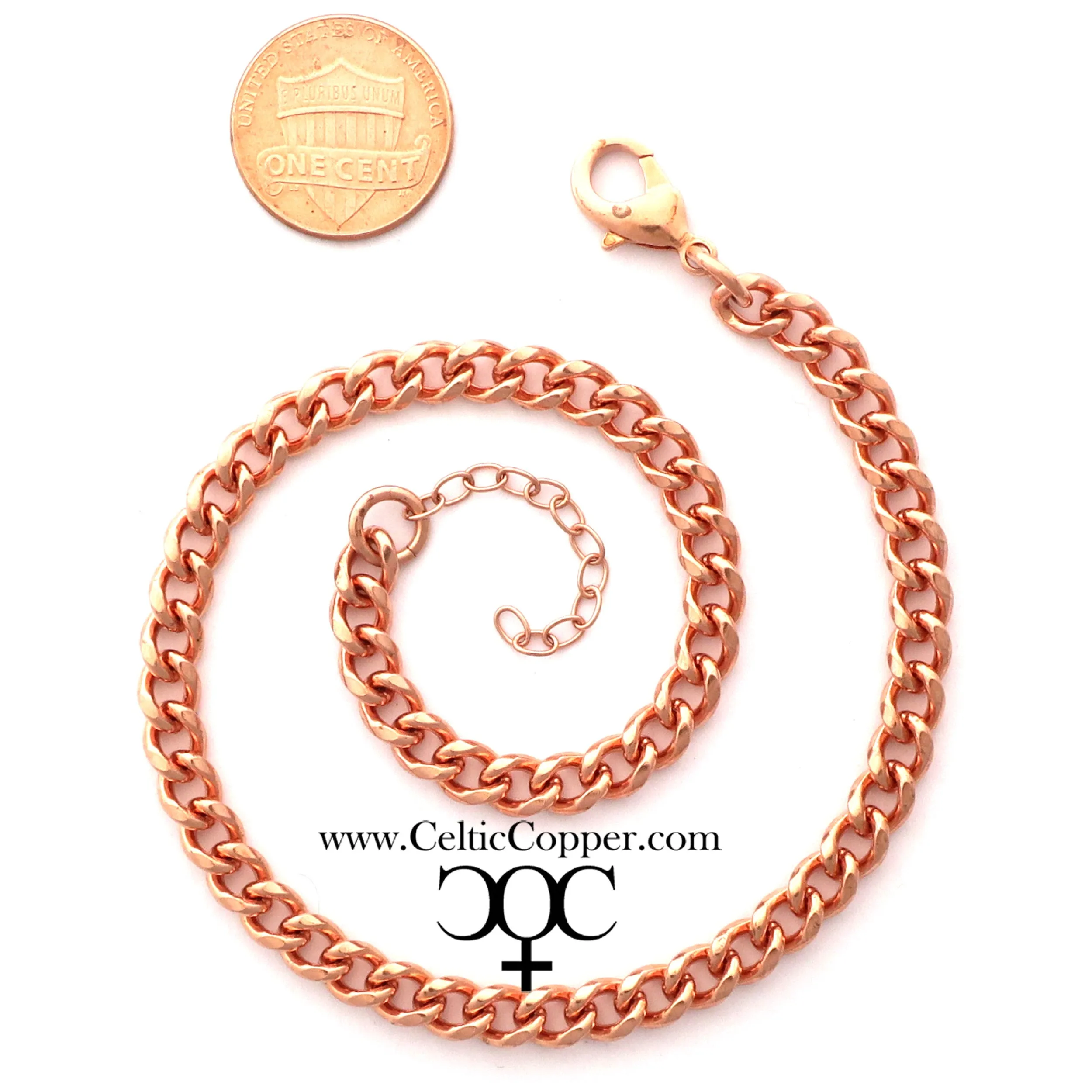 Solid Copper Curb Chain Anklet AC72 Adjustable 5mm Solid Copper Cuban Curb Ankle Chain