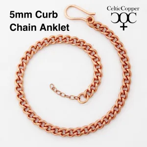 Solid Copper Curb Chain Anklet AC72 Adjustable 5mm Solid Copper Cuban Curb Ankle Chain