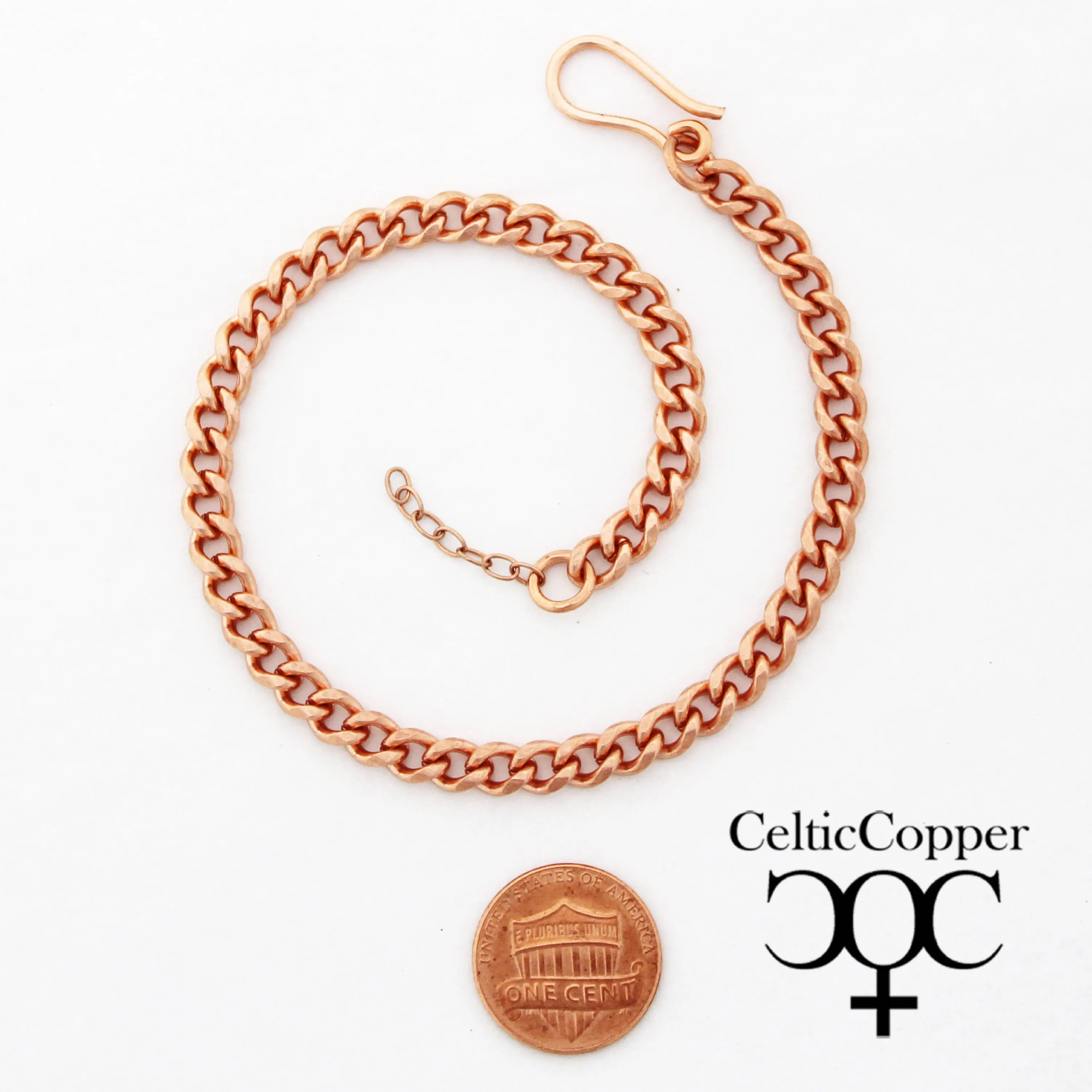 Solid Copper Curb Chain Anklet AC72 Adjustable 5mm Solid Copper Cuban Curb Ankle Chain