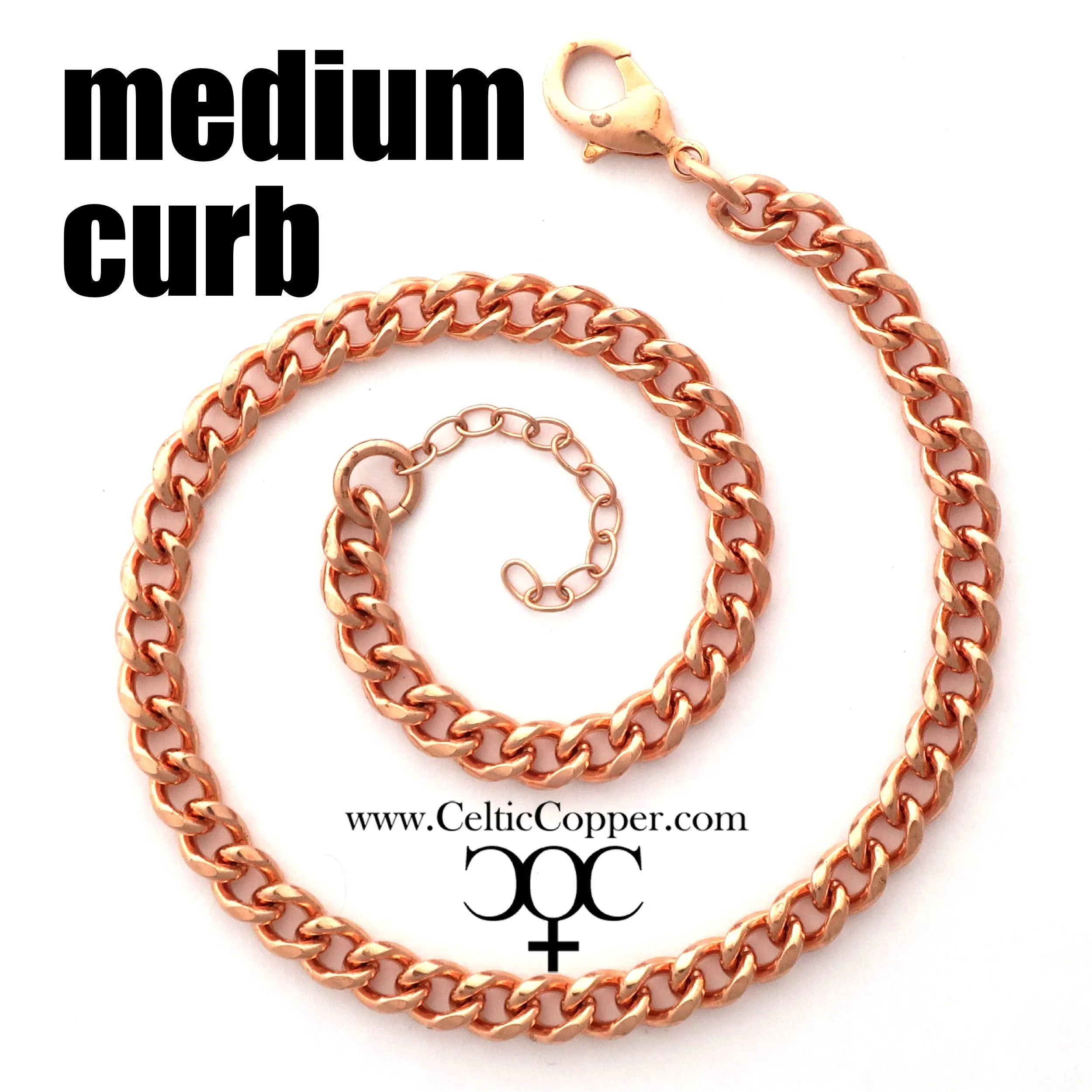 Solid Copper Curb Chain Anklet AC72 Adjustable 5mm Solid Copper Cuban Curb Ankle Chain