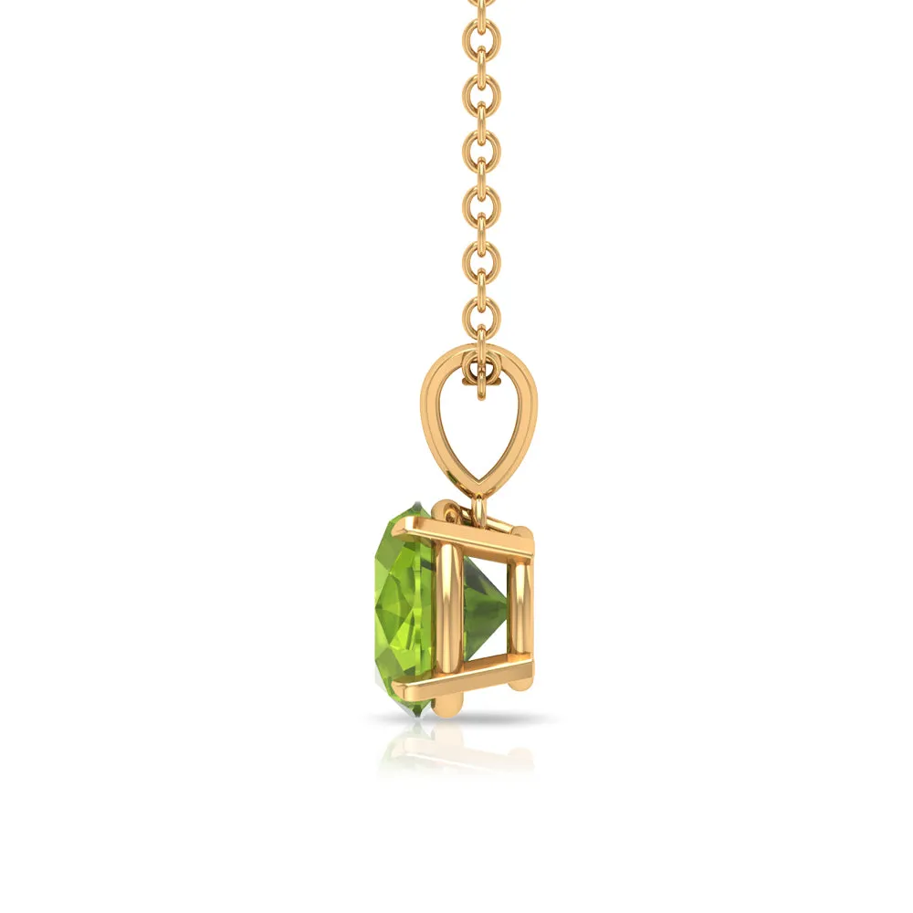 Solitaire Pendant Necklace with 6 MM Peridot For Women