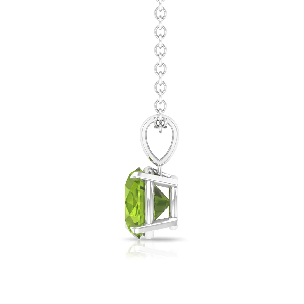 Solitaire Pendant Necklace with 6 MM Peridot For Women