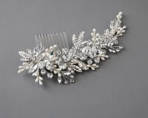 Sparkling Wedding Hair Comb with Pearl Drops