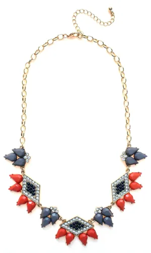 Spike Diamond Necklace- Gray & Coral