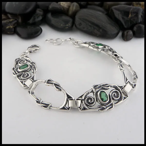 Spiral Gemstone Link Bracelet