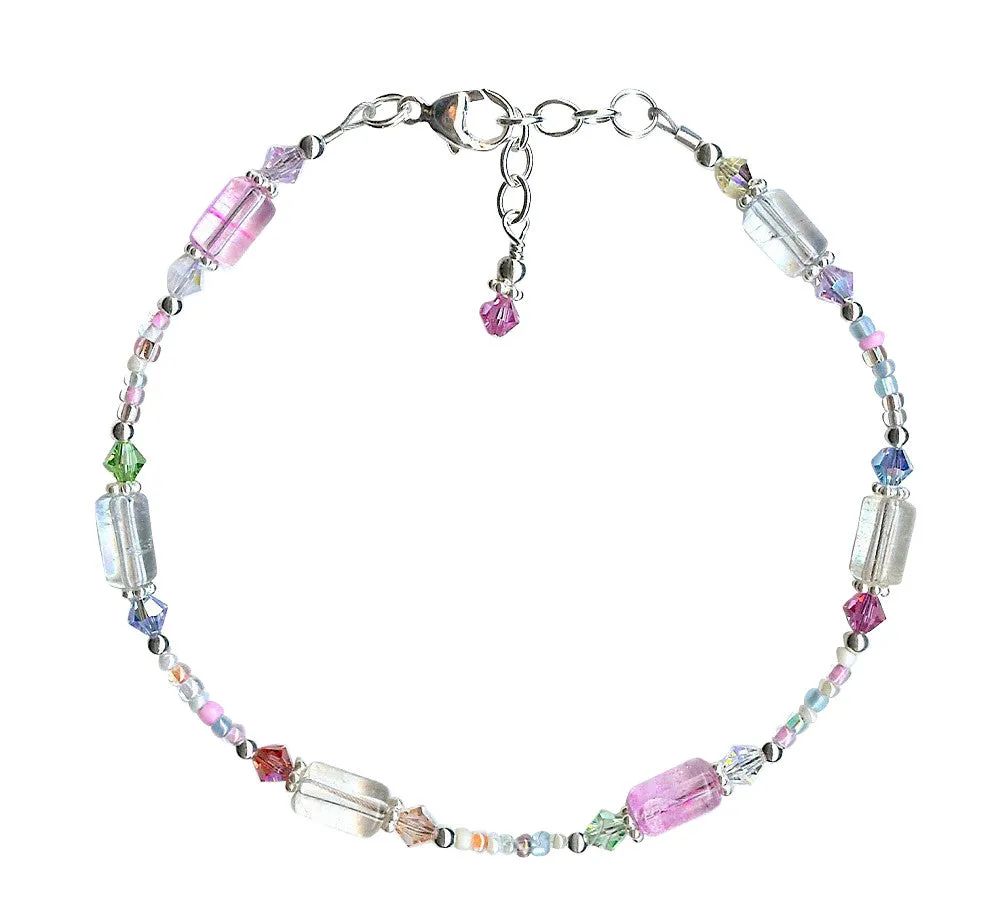 Spring Pastel Glass Crystal Anklet