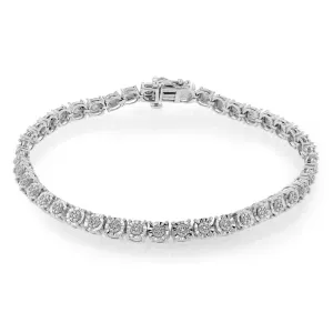 Sterling Silver 1/4 Carat Diamond Fancy 20.5cm Bracelet