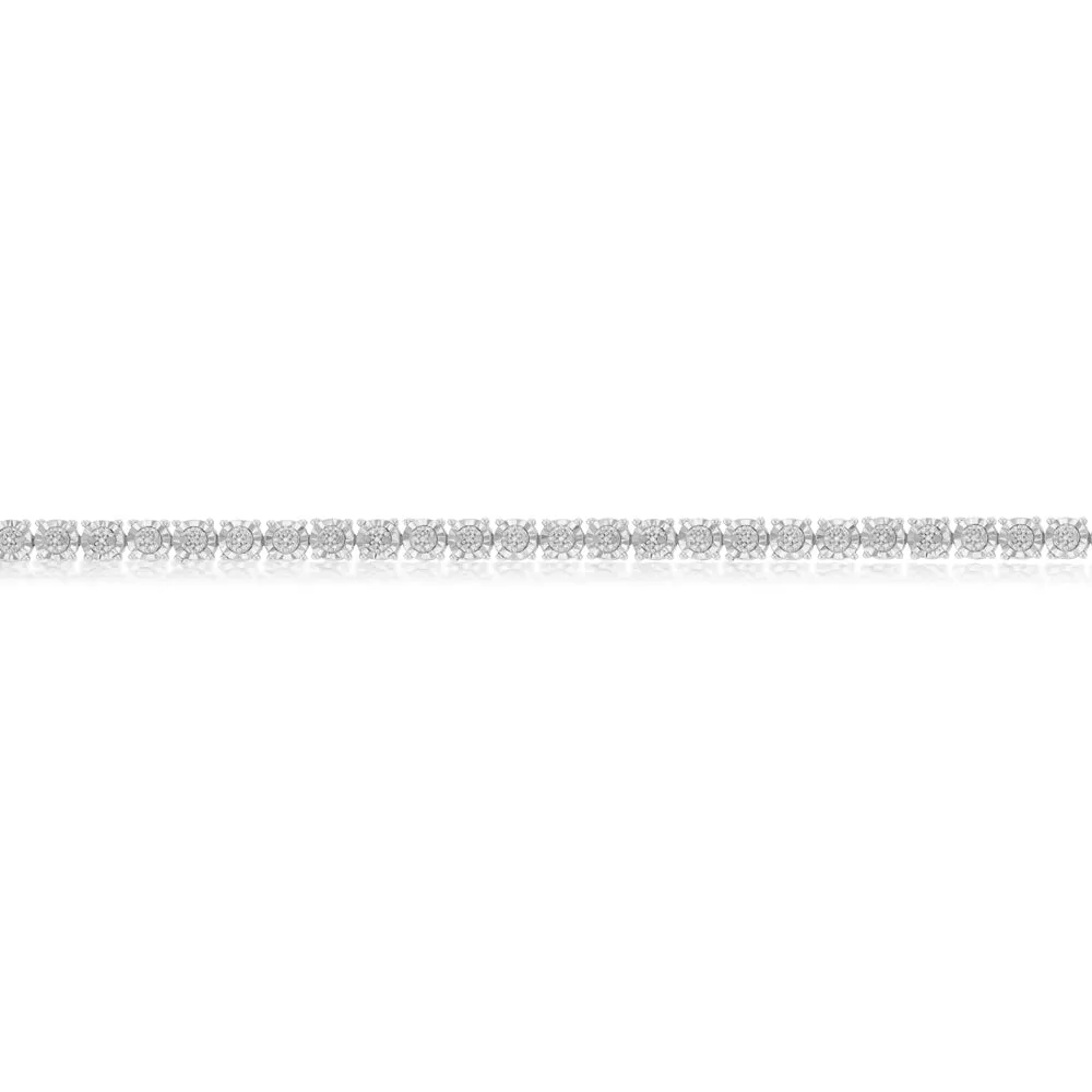 Sterling Silver 1/4 Carat Diamond Fancy 20.5cm Bracelet