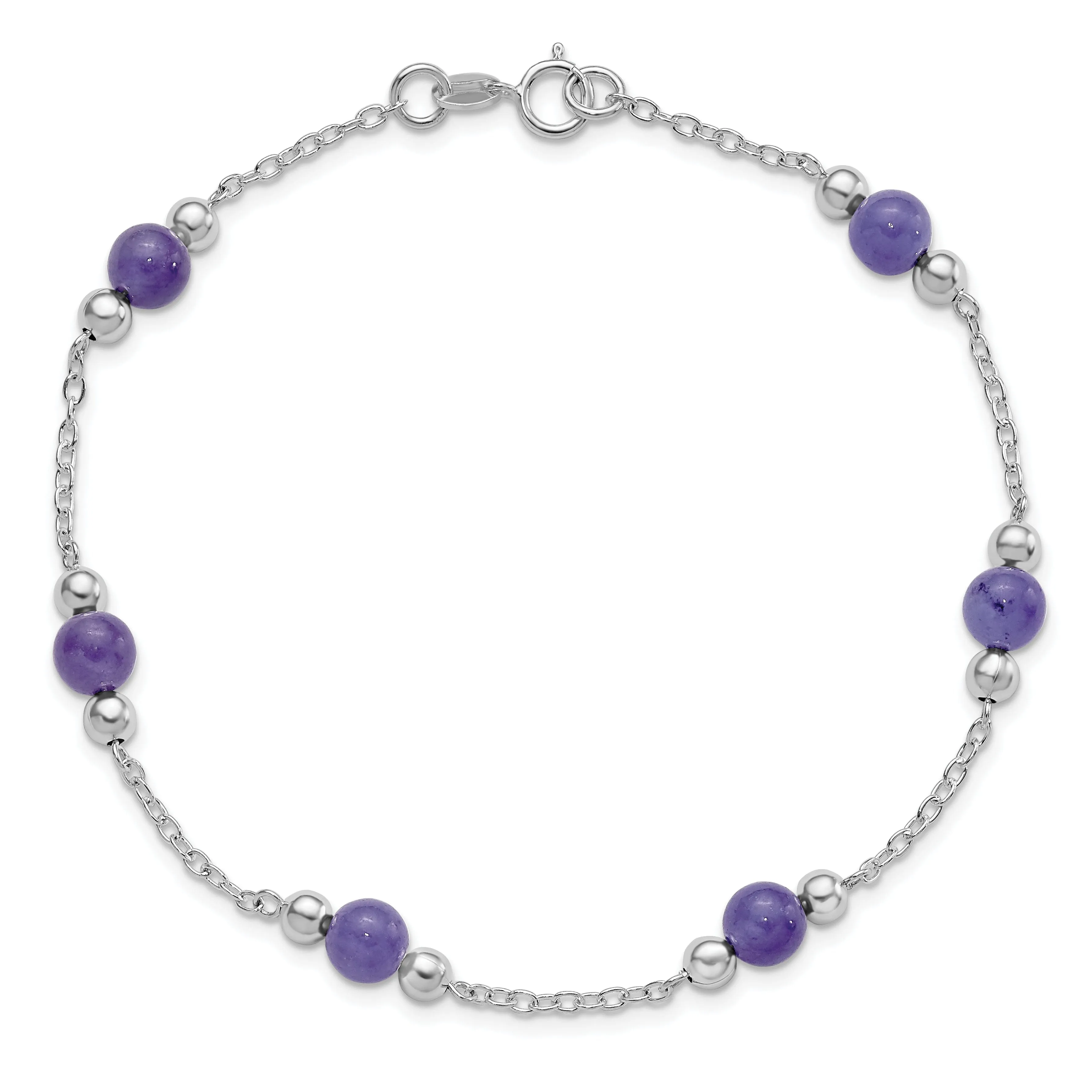 Sterling Silver 9inch Lavender Jade Anklet