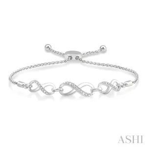 Sterling Silver Diamond Triple Infinity Link Bracelet, 0.05 Carat TW